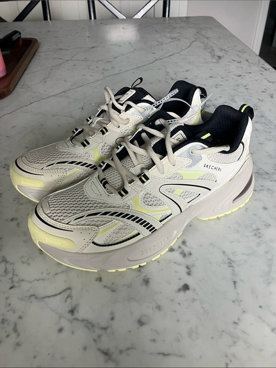 Skechers Shoes - Skechers Cream and Pale Yellow Chunky Athletic Sneakers